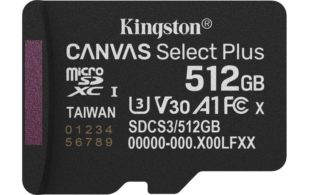 Kingston Carte microSDXC Canvas Select Plus Gen3 512 GB
