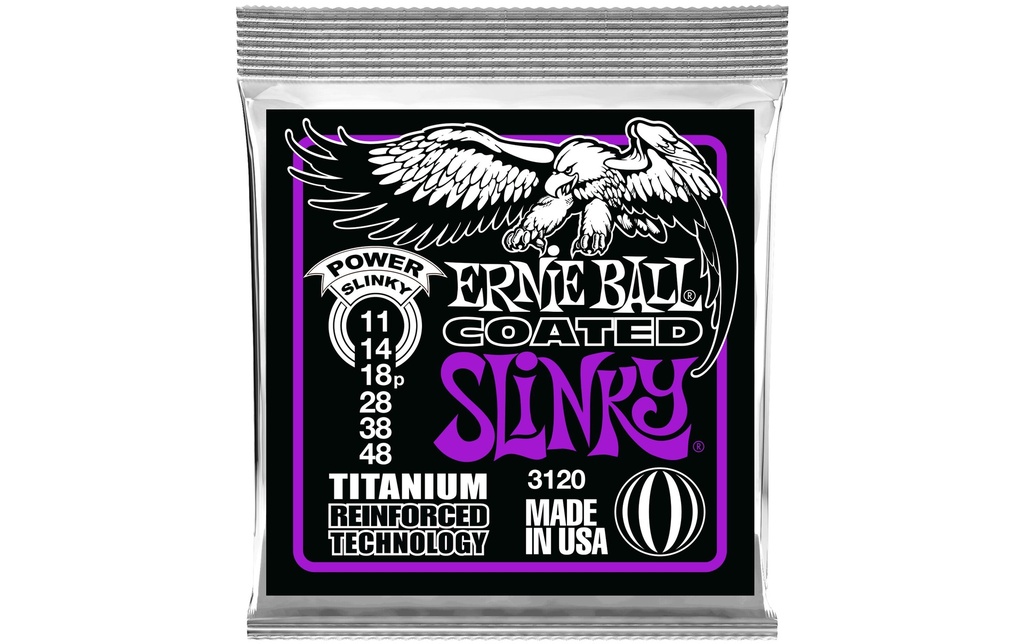 Ernie Ball Cordes de guitare 3120 Slinky Coated Titanium – Power 11-48