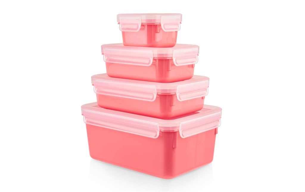 Emsa Récipients à provisions Clip & Close 4 pièces, 3.55 l, Rouge