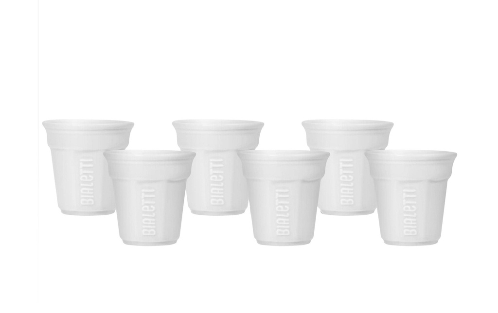 Bialetti Verre à espresso Bicchierino 90 ml, 6 Pièce/s, Blanc