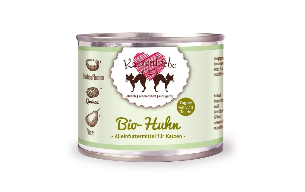 KatzenLiebe Alimentation humide Poulet bio avec quinoa bio, 200 g