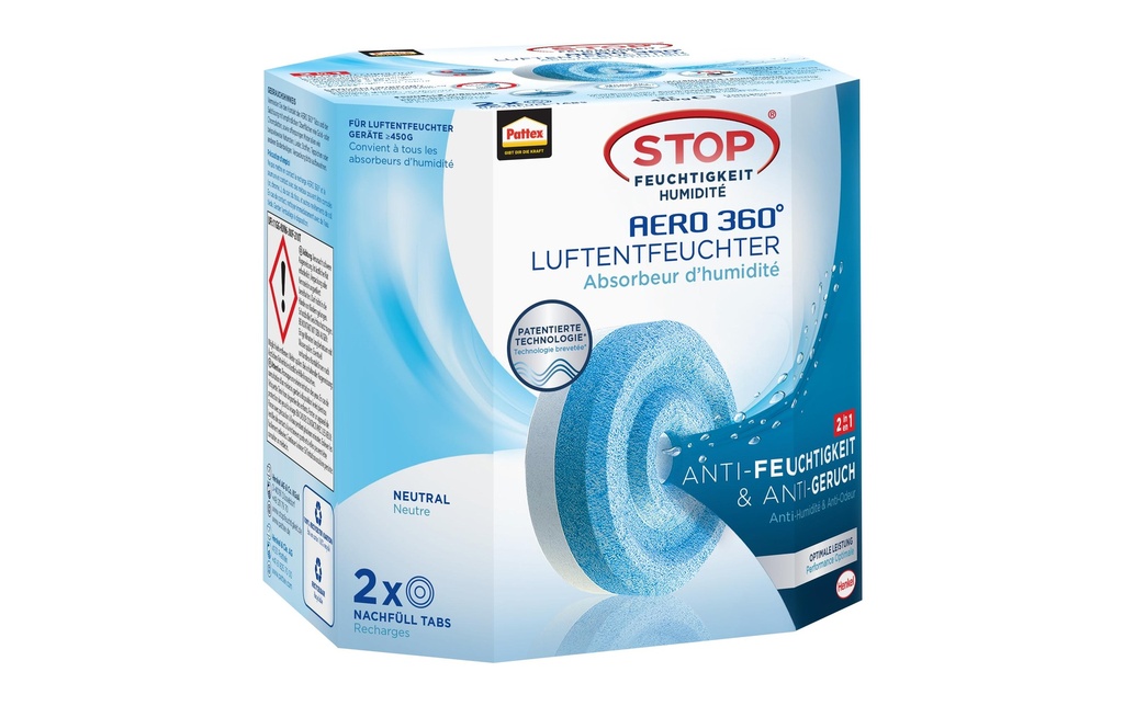 Pattex Onglets de recharge Aero 360 Neutral 2 x 450 g