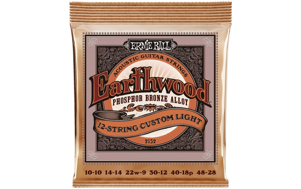 Ernie Ball Cordes de guitare 2152 Earthwood PB – Custom Light 10-48