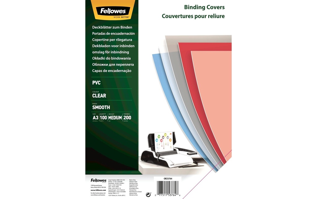 Fellowes Couverture de brochure 200 g/m², 100 Pièce/s, Transparent