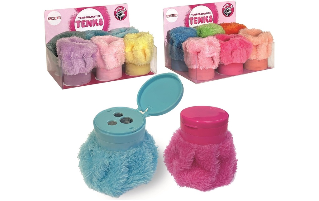 Arda Taille-crayon triple TENKS Peluche, assortie, 1 pièce