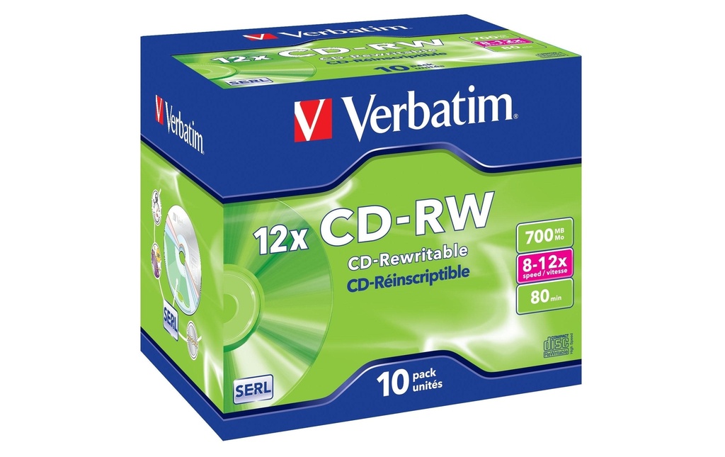 Verbatim CD-RW 0.7 GB, boîte à bijoux (10 Pièce/s)