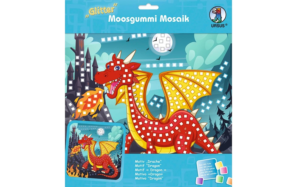 URSUS Set de caoutchouc mousse Glitter Dragon, multicolore