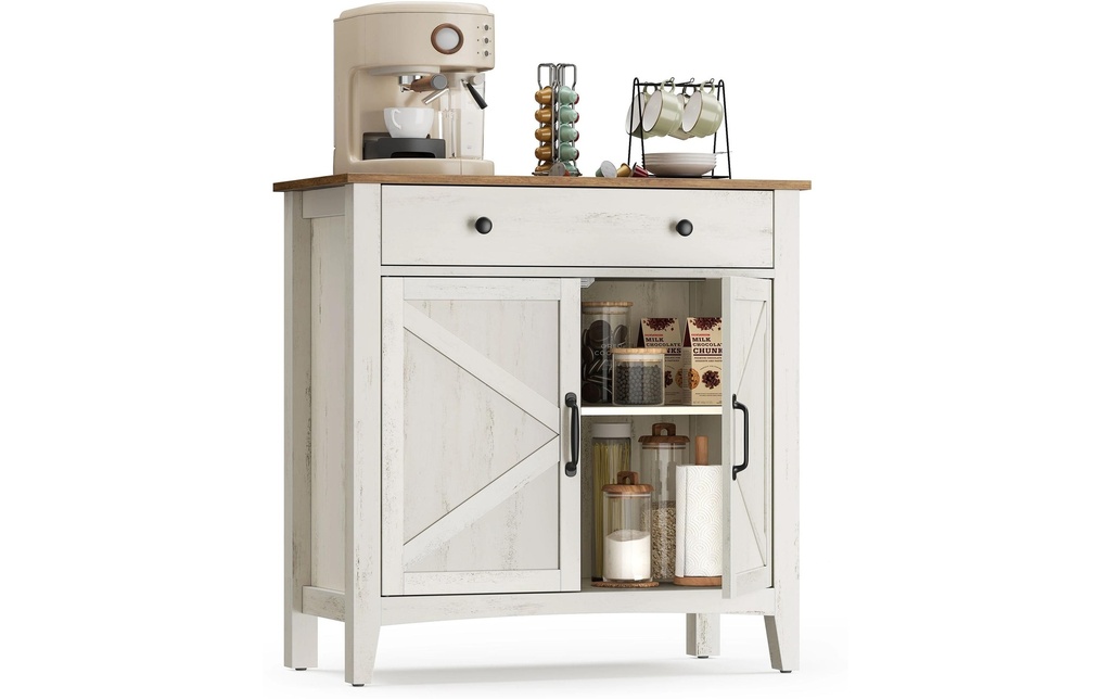 VASAGLE Commode 80 x 80 cm, Blanc/Beige