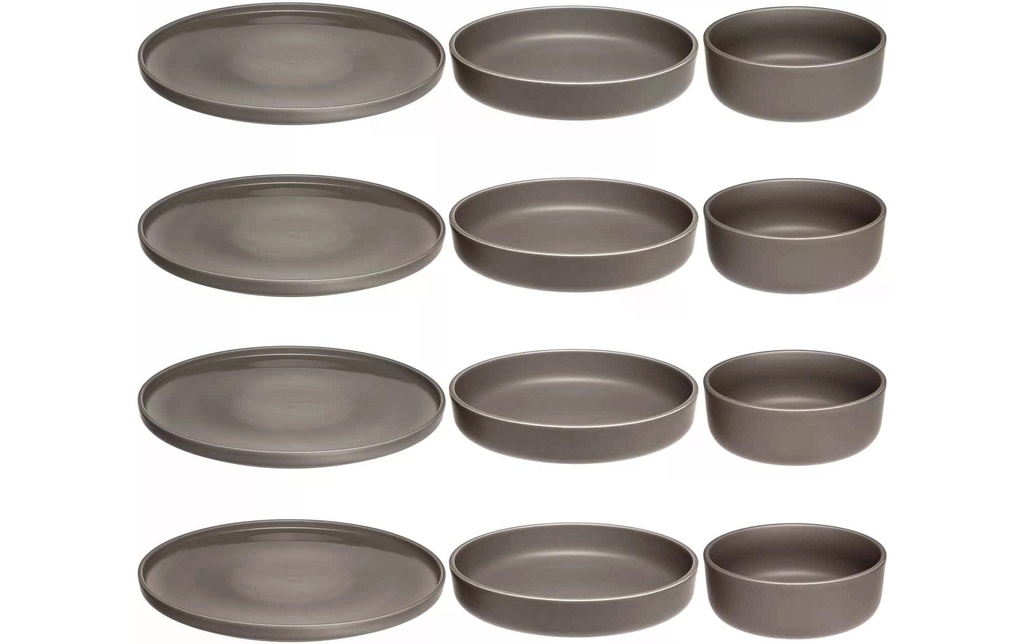 LEONARDO Set d’assiettes Roma 12 pièces, Taupe