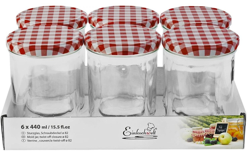 Einkochwelt Bocaux à conserves 6 pièces, 440 ml, Ø 82 mm