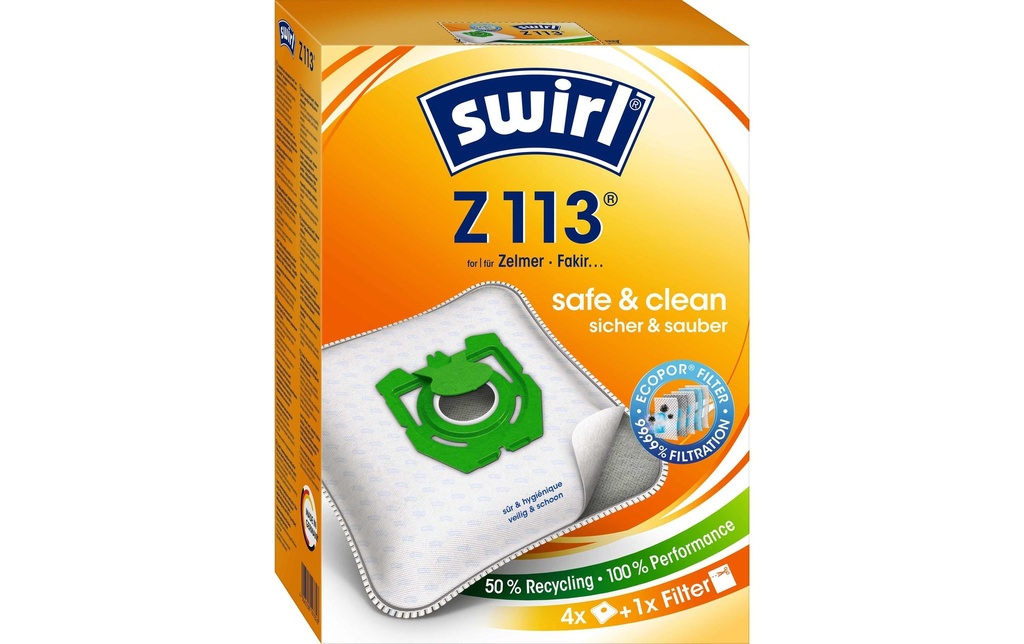 Swirl Sac filtrant pour aspirateur Z 113 4 Pièce/s