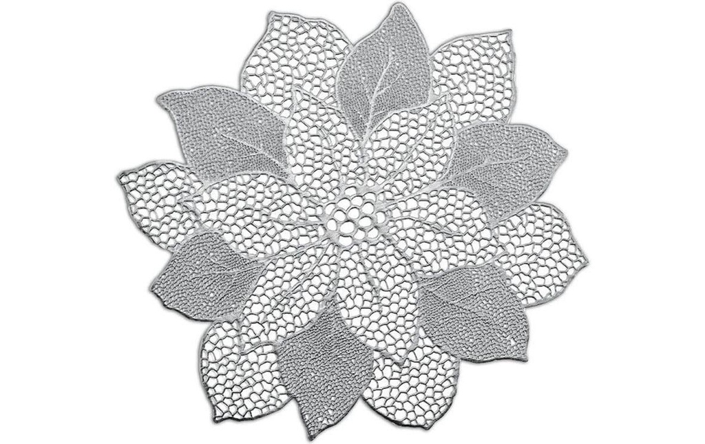 Zeller Present Set de table Flower 47 cm x 47 cm, Argenté