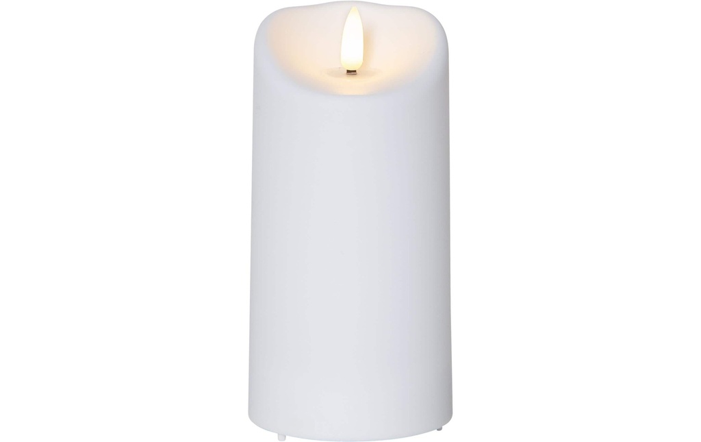 Star Trading Bougie LED Flamme pilier Ø 7.5 x 15 cm, Blanc