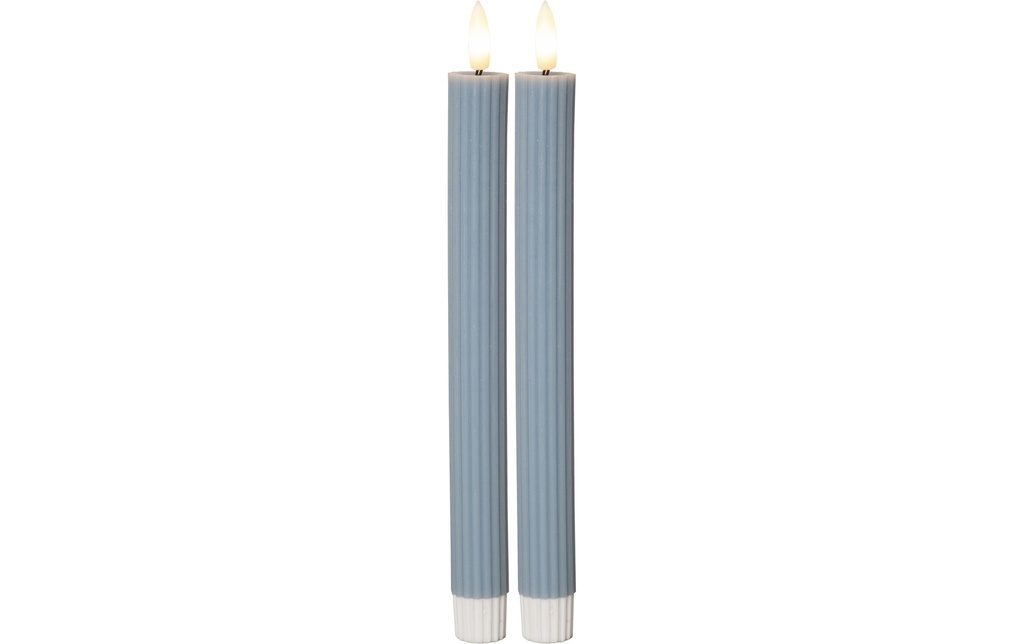 Star Trading Set de bougies LED sur tige Flamme Stripe, 25 cm, bleu, 2 pièces