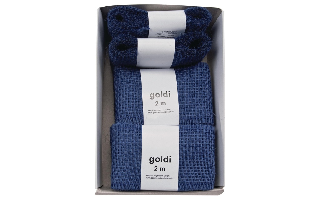 GOLDINA Ruban de jute 6 cm x 2 m, bleu foncé, 1 pièce