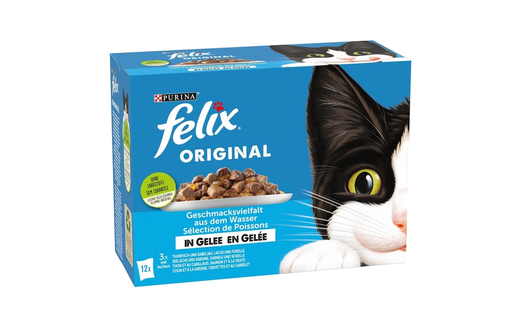 Felix Alimentation humide Poisson en gelée, 12 x 85 g