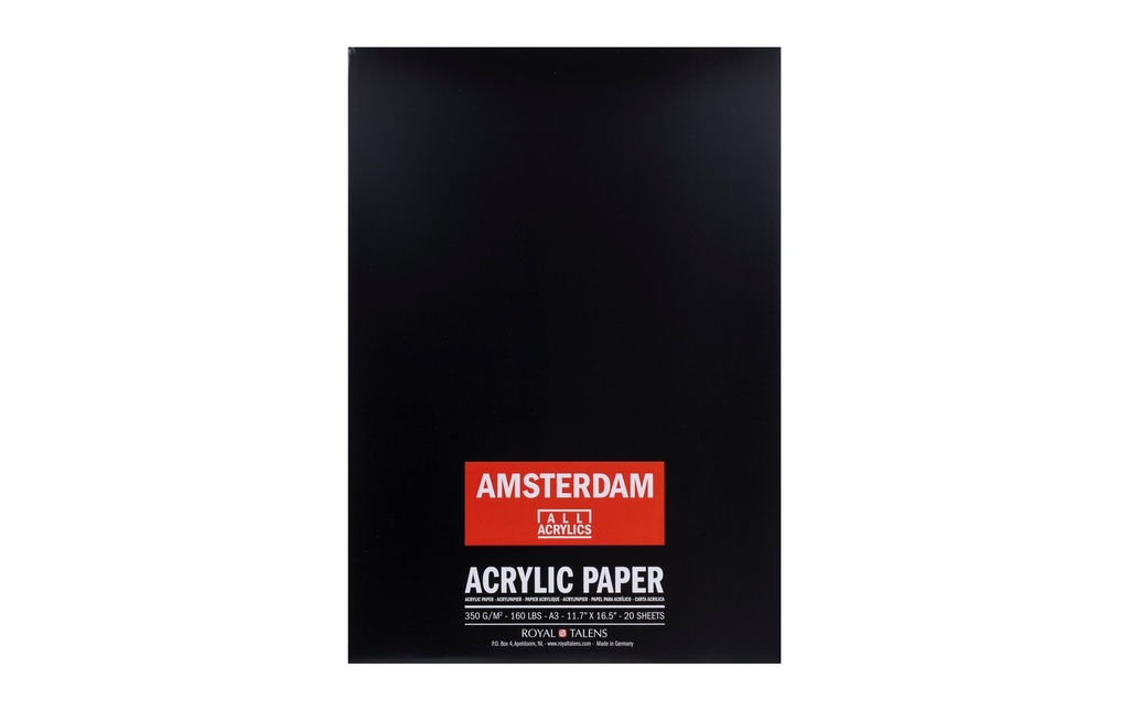 Amsterdam Papier pour peinture à l’acrylique A3, 350 g/m², 20 feuilles