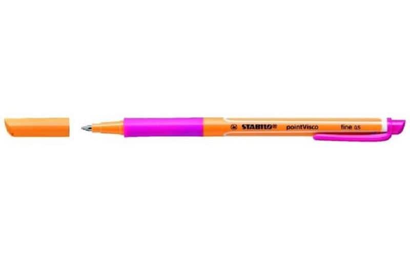 STABILO Stylo à bille roulante Boule à rouler en gel viscoélastique 0.5 mm, rose