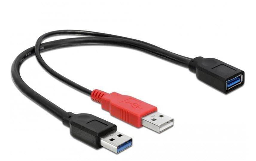 Delock Câble en Y USB 3.0 USB-A - USB-A 0.3 m