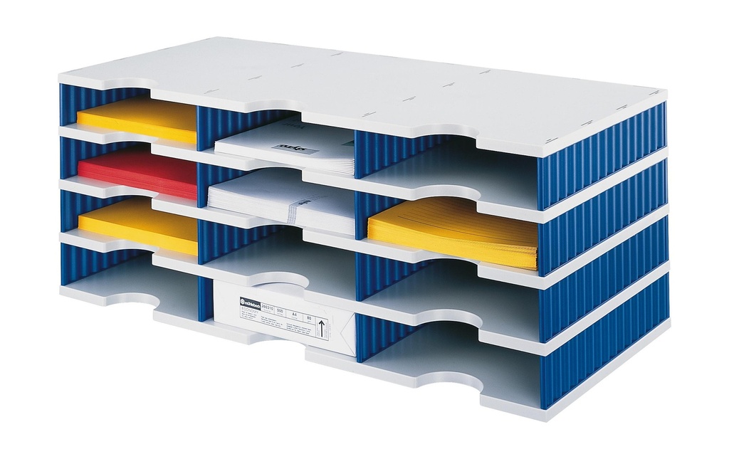 Styro Rangement pour documents styrodoc trio Bleu, 12 compartiments