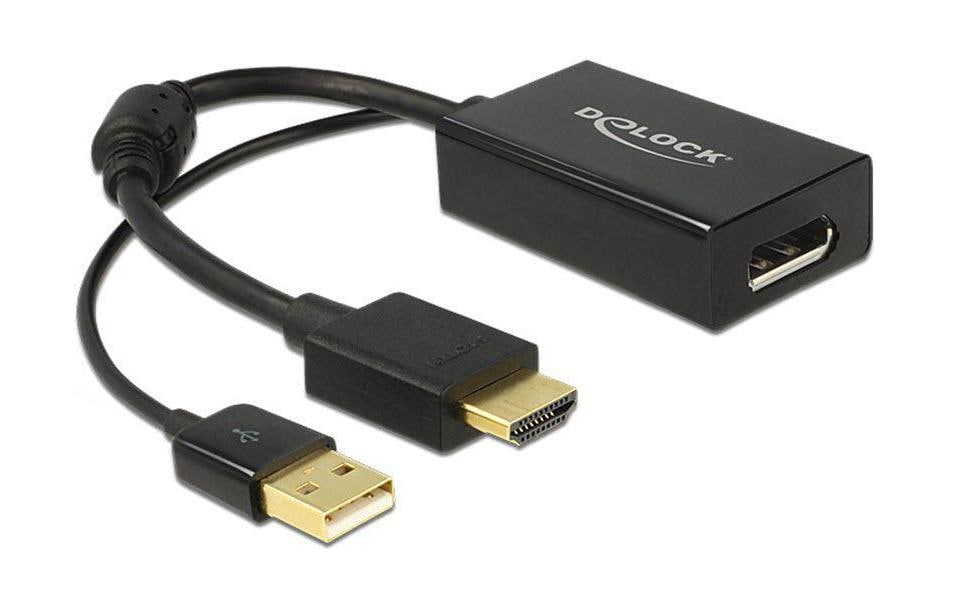 Delock Adaptateur HDMI – Displayport Noir, 4K, alimentation USB