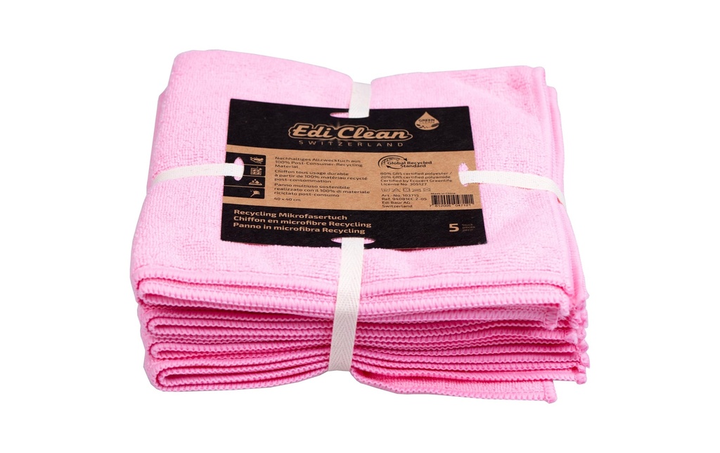 Edi Baur Chiffon de nettoyage en microfibre EC 5 Pièce/s, Rose