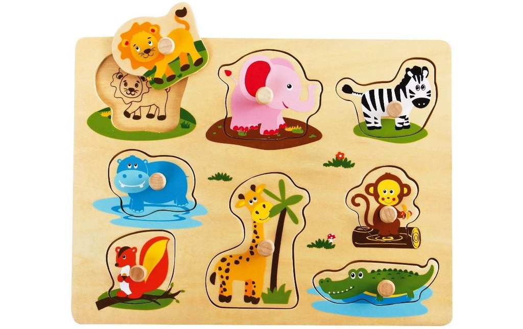 Spielba Holzspielwaren Jeux d’emboîtement Animaux sauvages avec Griffli