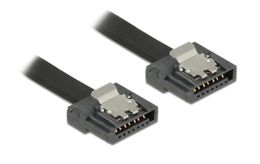 Delock Câble SATA3 noir, clip, flexible, 10 cm