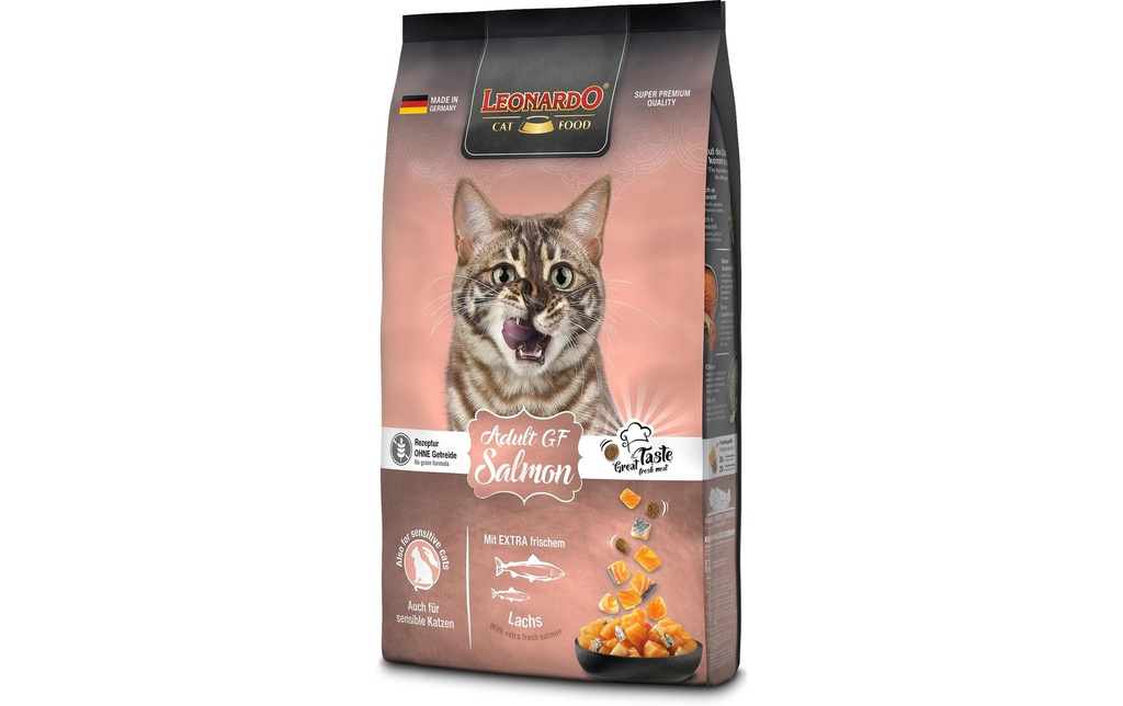 Leonardo Cat Food Alimentation sèche Adult sans céréales au saumon, 7.5 kg