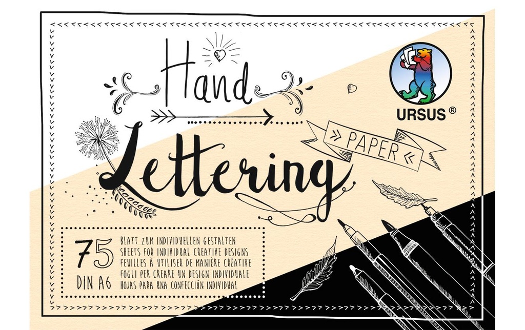 URSUS Carnet de dessin Handlettering A6, 210 g/m², 75 feuilles
