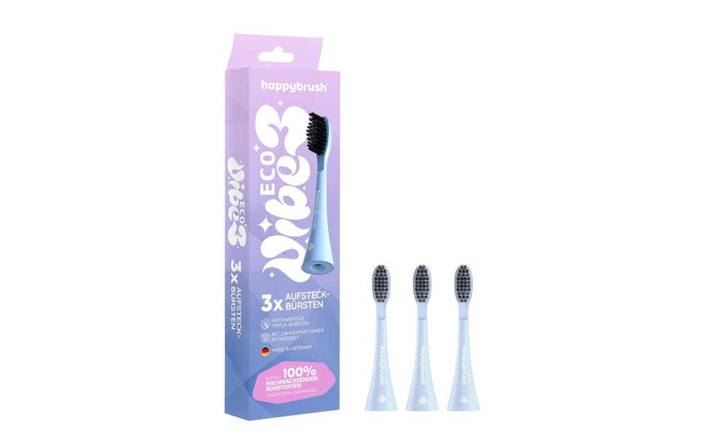 happybrush Tête de brosse à dents Eco Vibe V3+ Édition Sunrise, 3 pièces