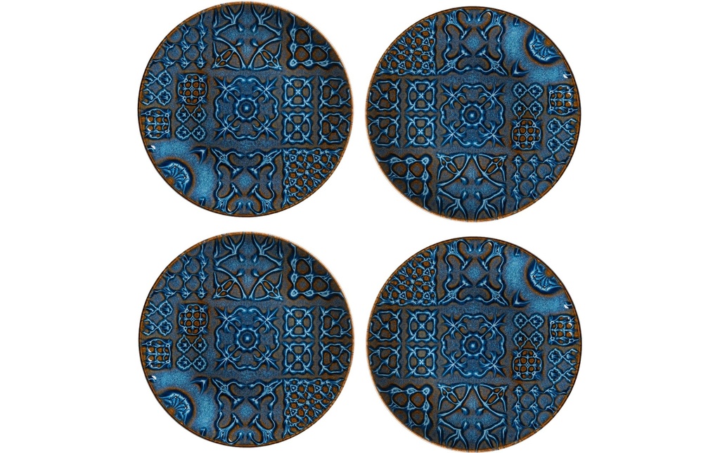 Mäser Assiettes pour le petit-déjeuner et à dessert Tiles 21 cm, 4 pièces, bleu