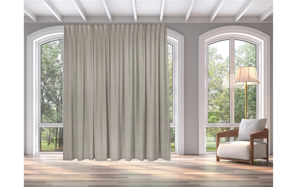Casa Leon Rideau de jour Beige, 140 x 245 cm avec bande plissée