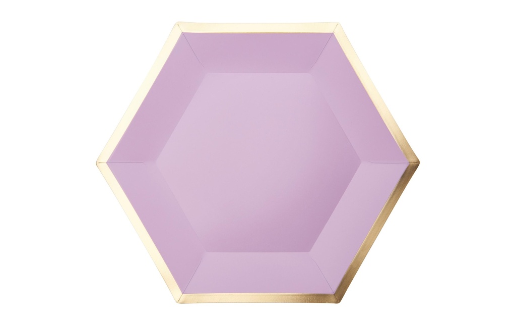 Rico Design Assiettes jetables Hexagone 27 cm, 10 Pièce/s, Lilas/Doré