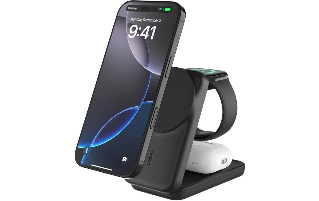 Belkin Chargeur sans fil UltraCharge 3in1 rectangulaire, noir