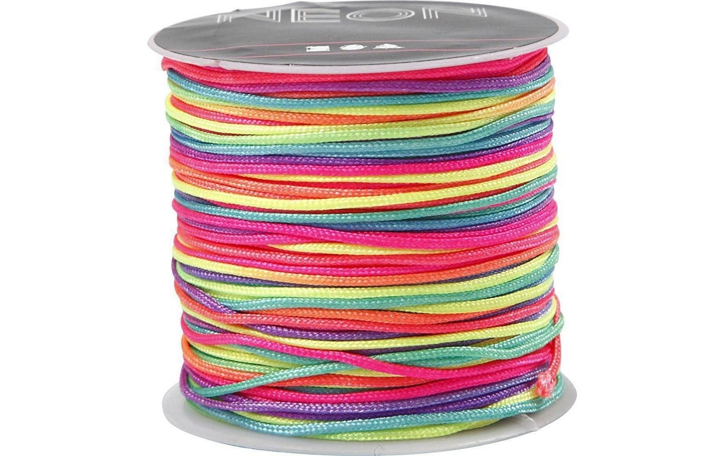 Creativ Company Bande en macramé 1 mm, néon multi, 28 m