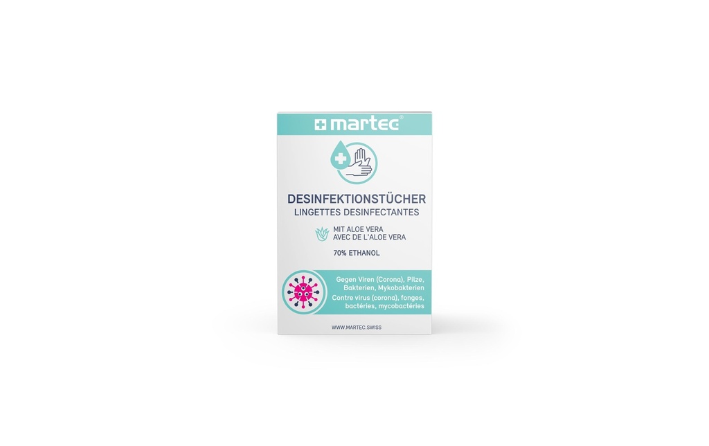 Martec Lingettes désinfectantes pour les mains à l'aloe vera 10 pièces
