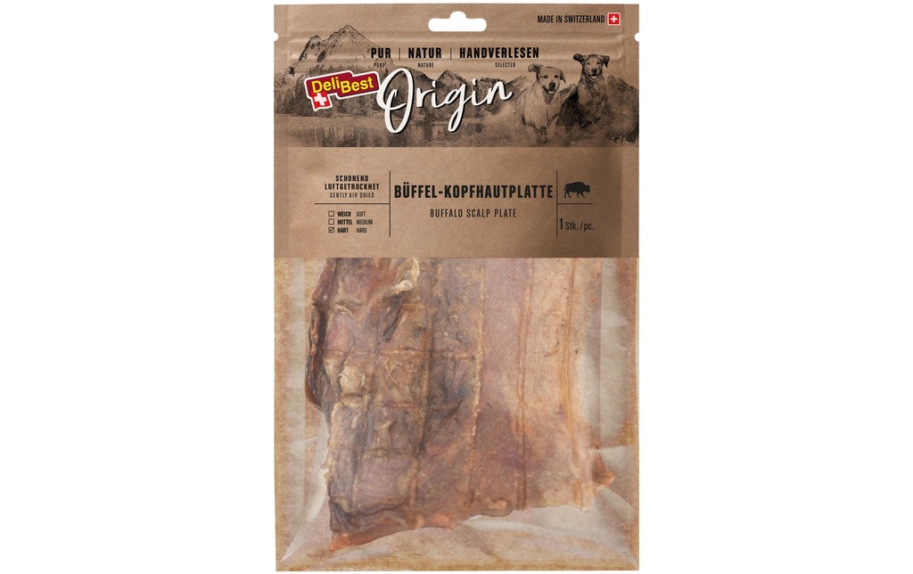 DeliBest Produit à mâcher  Plaque de tête de buffle d'origine 1 pièce