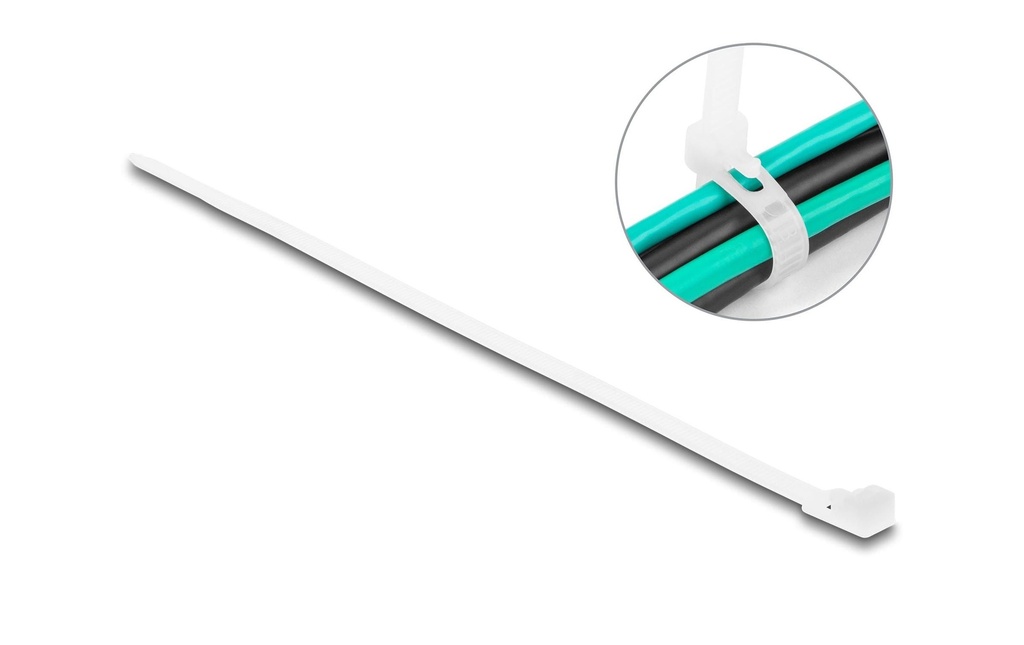 Delock Serre-câble Blanc 200 mm x 4.8 mm, 100 pièces