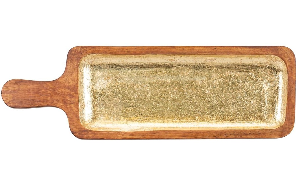 Kadastar Plateau de service Shine 40 x 12 cm, Brun/Doré