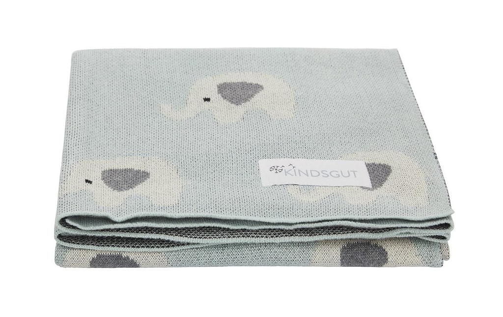 Kindsgut Couverture douillette Éléphants 80 x 100 cm