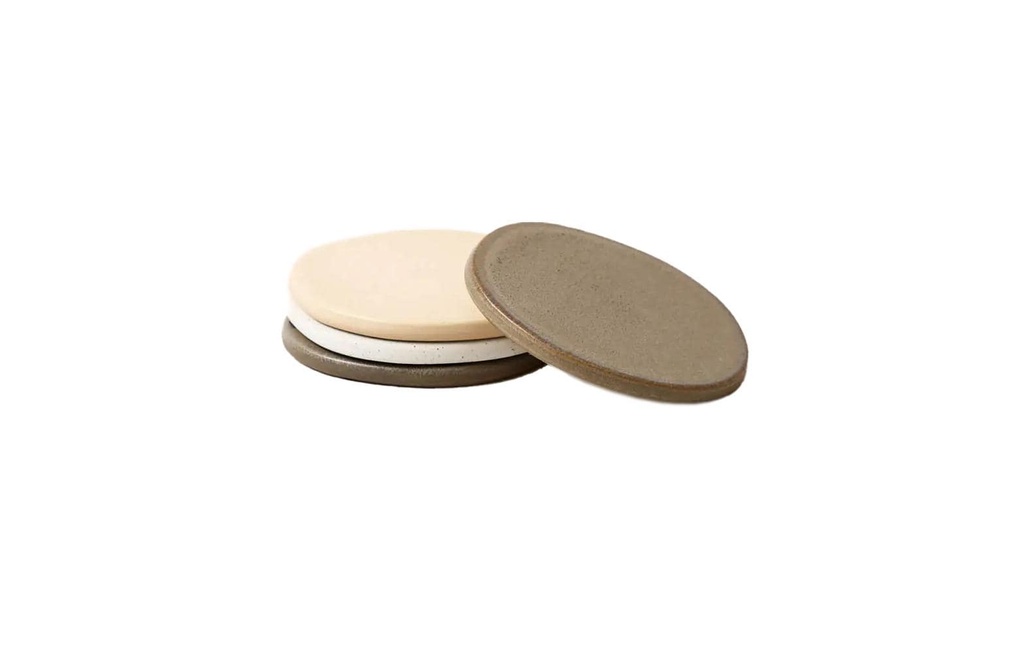 Esmée Dessous de verre en céramique Earth 4 pièces Beige/Brun/Blanc, Ø 9.5 cm