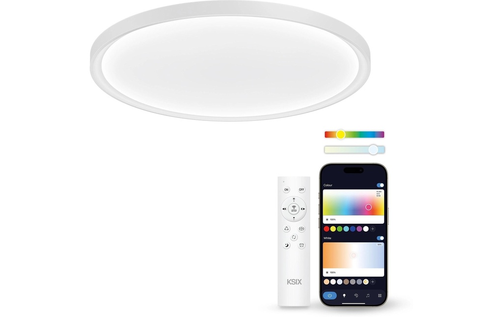 KSiX Plafonnier Halo 2 Smartled RGBIC + CCT 3200 lm blanc