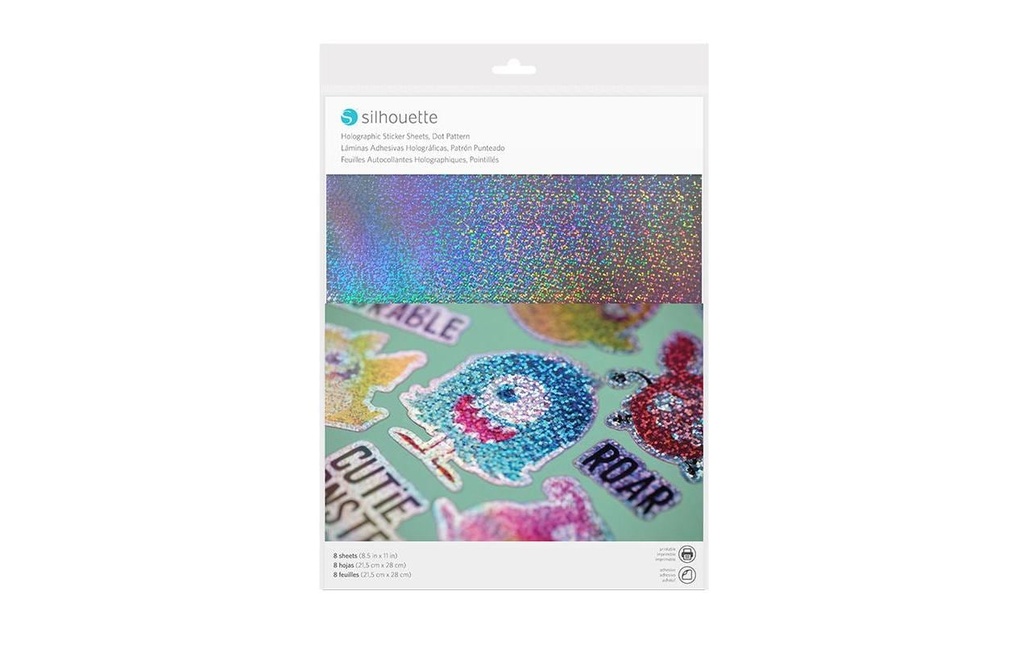 Silhouette Papier autocollant Holographic dots Argent