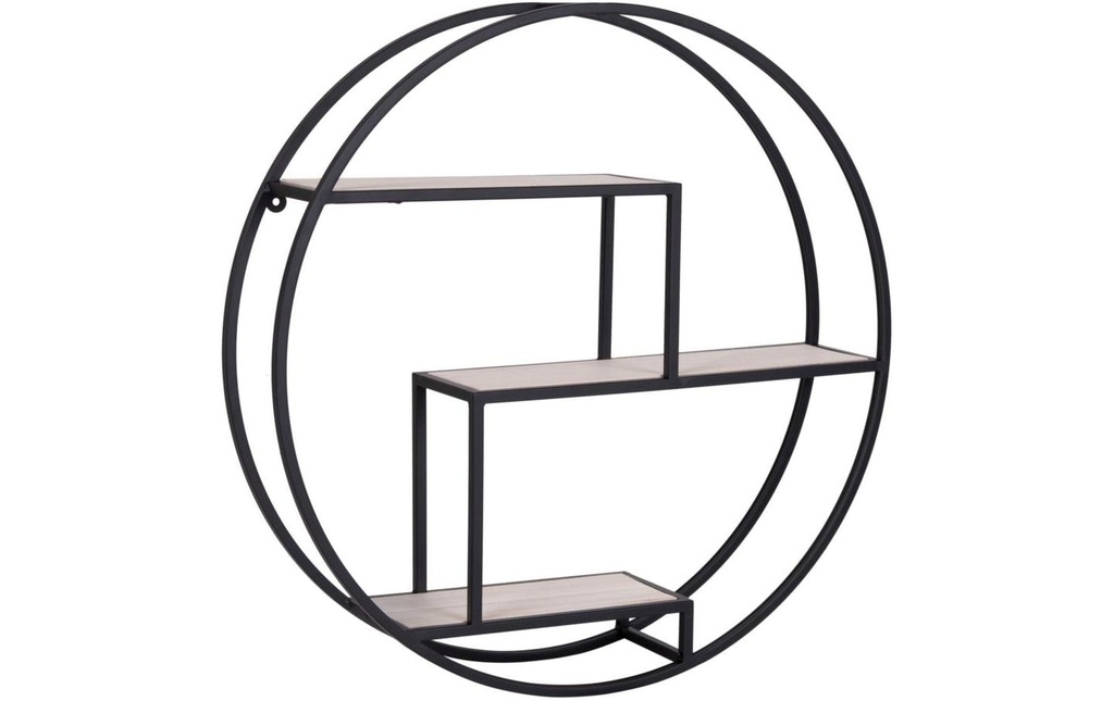 House Nordic Étagère murale Rotterdam Ø 62 cm, Noir/Nature