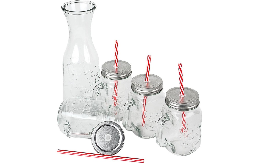 alpina Verre à boire avec paille et carafe 420 ml, 1 Pièce/s, Transparent