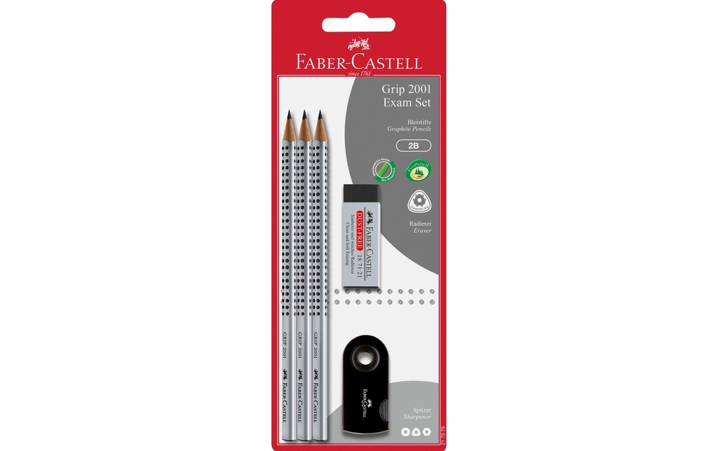 Faber-Castell Crayon Grip 2001 2B, 3 pièces
