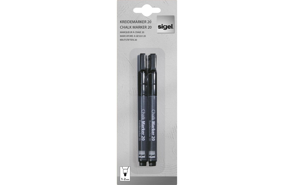 Sigel Marqueur craie liquide 20 Pointe ronde, Noir