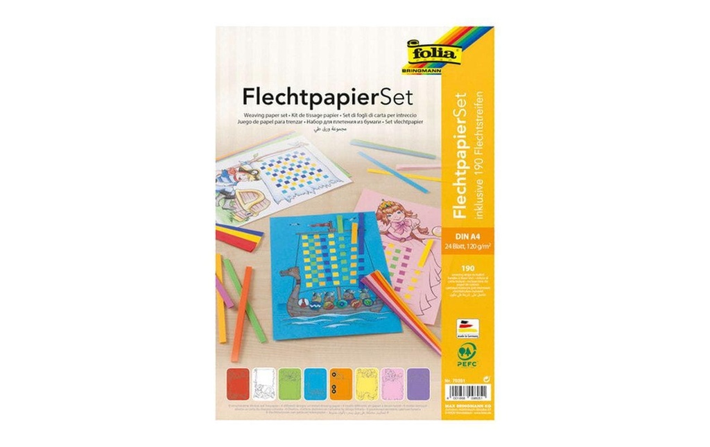 Folia Papier de bricolage Papier à tresser pour 24 motifs de tresses A4