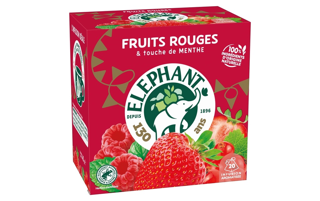 Eléphant Sachet de thé Infusion Fruits Rouges 20 pièces